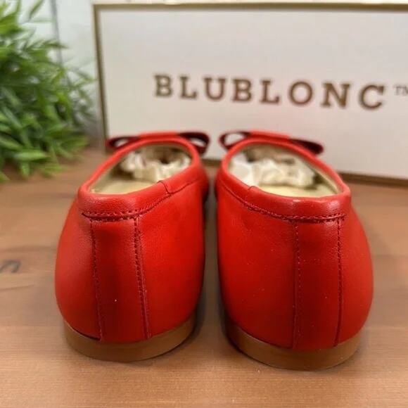 BluBlonc Maya Red Leather Pointed-Toe Bow Flats Size 36 US 6 - Picture 3 of 8